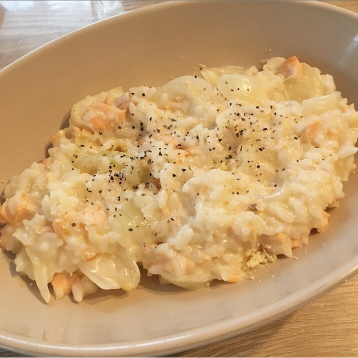 余った焼鮭で 鮭のクリームリゾット レシピ 作り方 By Ak T S 楽天レシピ 余った焼鮭で 鮭のクリームリゾット レシピ 作り方 By Ak T S 楽天レシピ